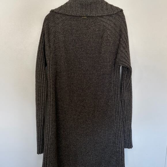 PrAna Womens Yunna Longline Cardigan Medium Olive Green Knit Earthy Cozy Organic - Picture 3 of 10